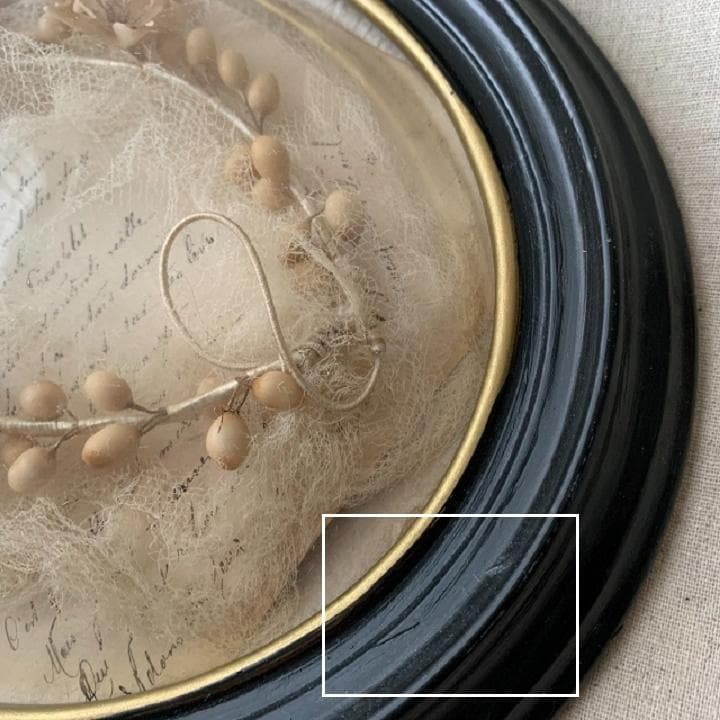 フランスアンティーク　ナポレオン3世様式　オーバル　花冠　ドーム額縁