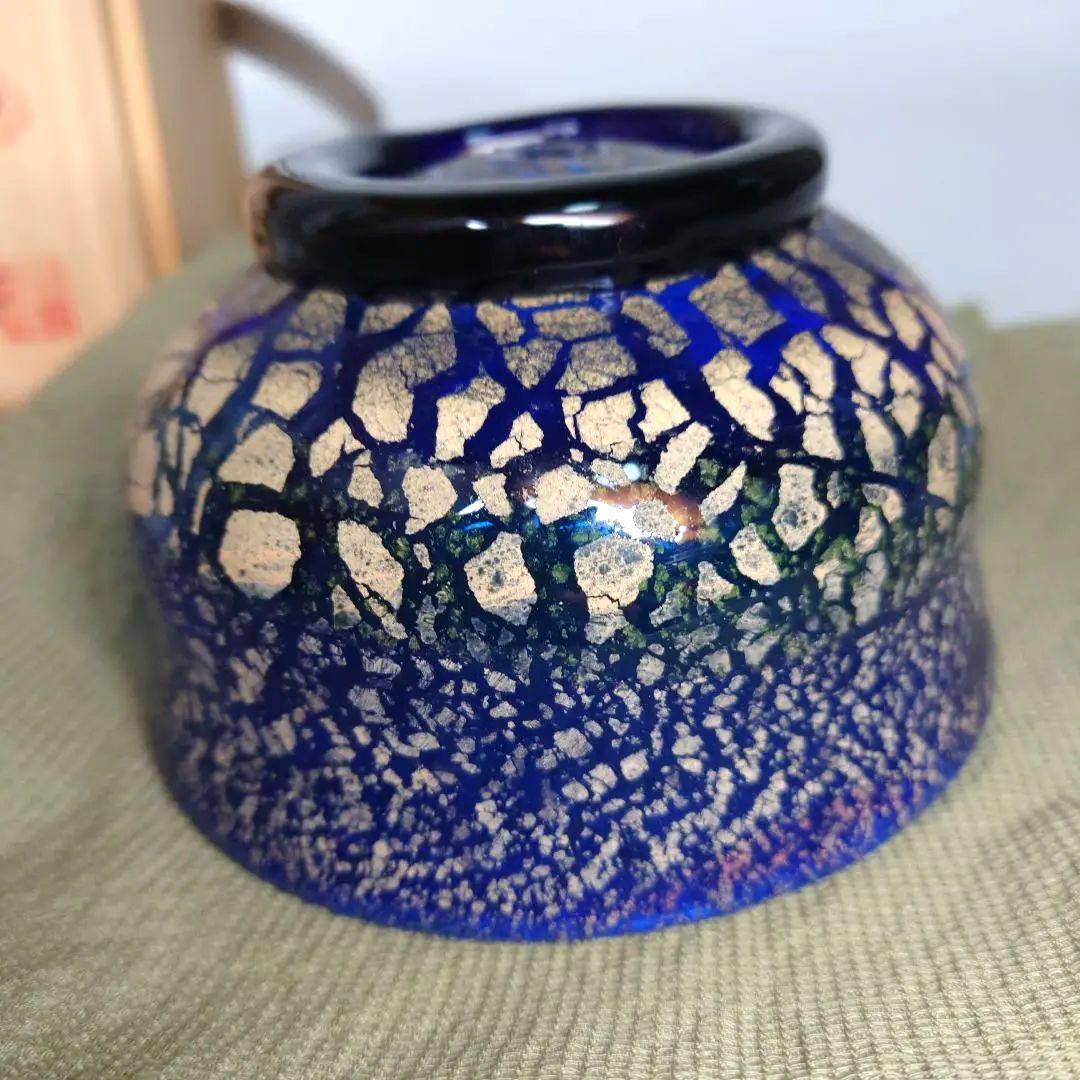 稲嶺盛吉　抹茶碗　硝子　抹茶茶碗　茶碗　茶道具　共箱　琉球ガラスの名工