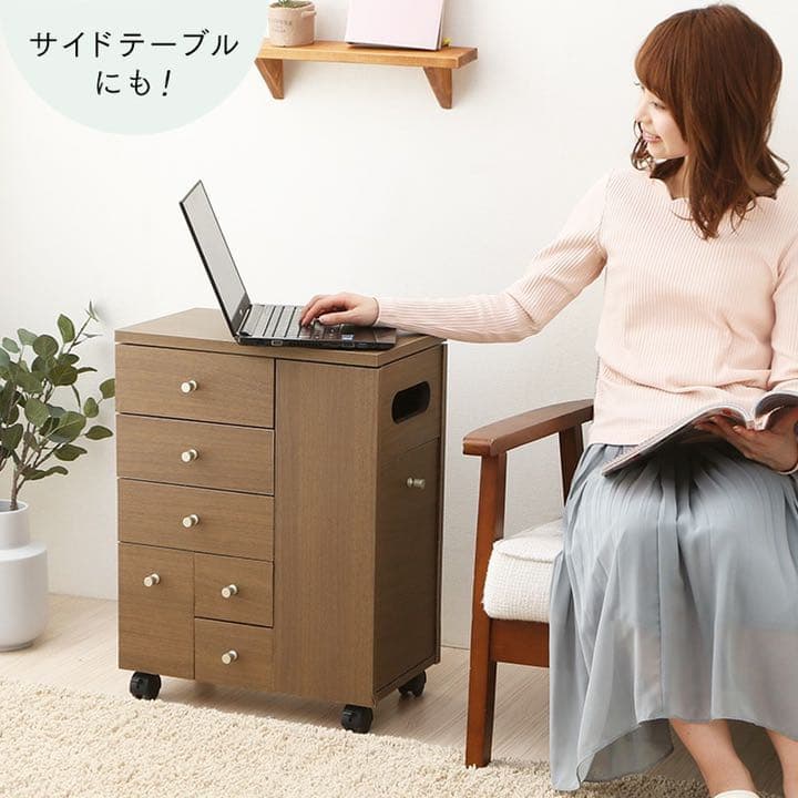 コスメドレッサー ワゴン ホワイト ブラウン キャスター付き コスメ  化粧台