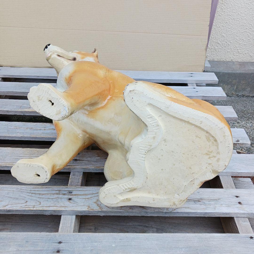 新品　陶器犬　大型犬　柴犬　難有　オブジェ　置物　イエロー　黄　オーナメント　庭