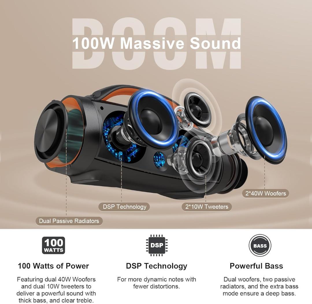DOSS Extreme Boom Pro Bluetoothスピーカー100W