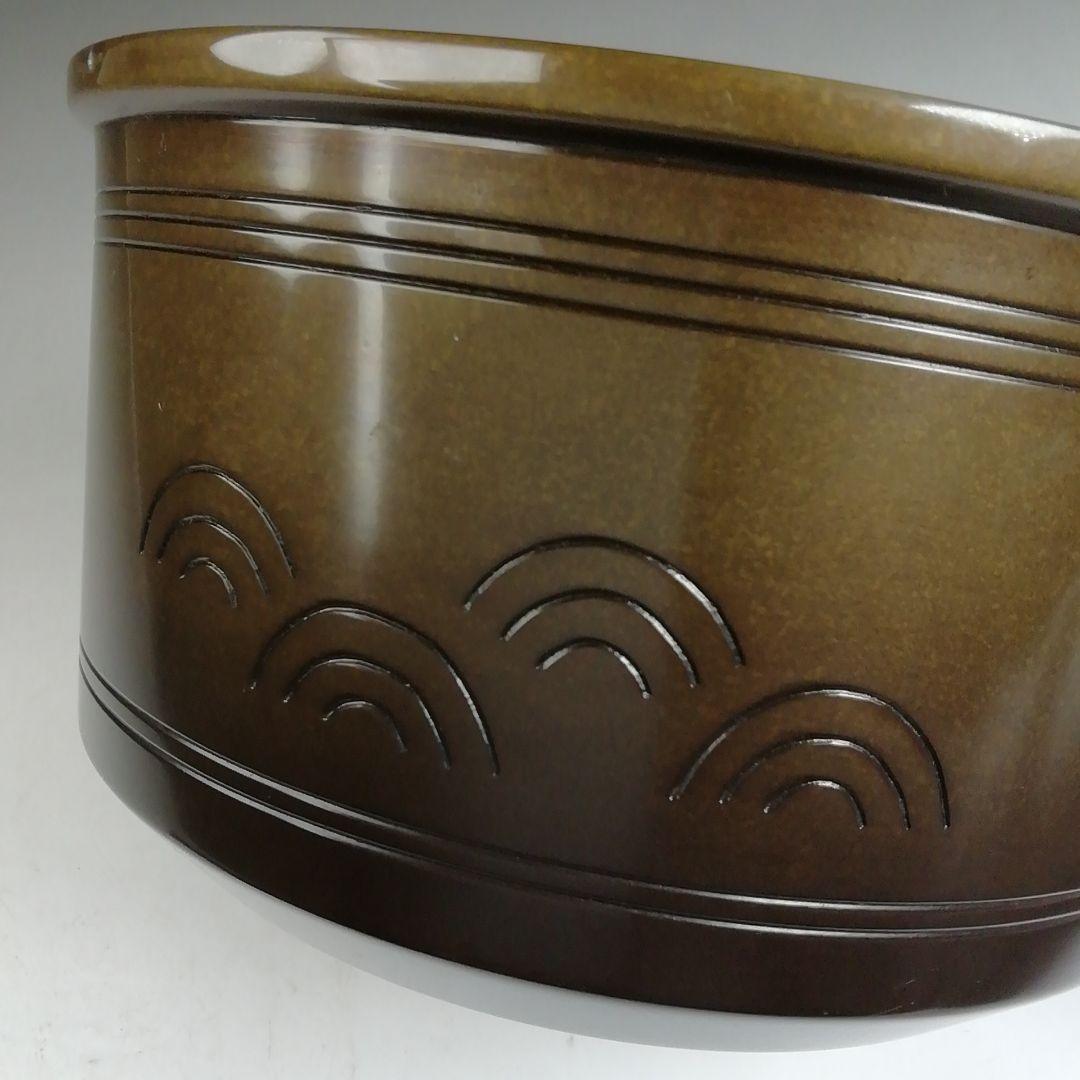 Ｗ３６６　建水　『唐銅　青海波』『大野芳光 造』　共箱　茶道具