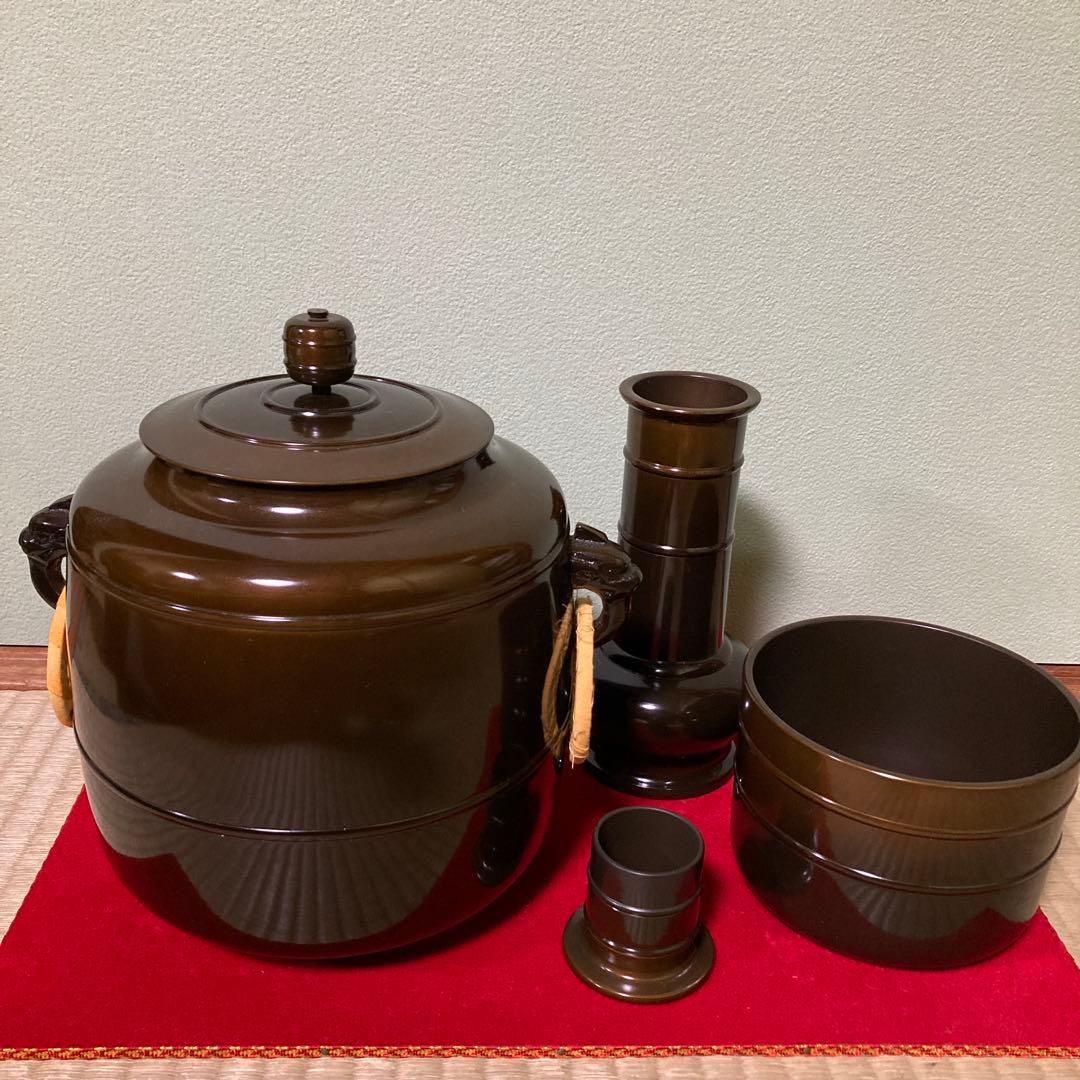 唐銅皆具　秀峰作　一式4点セット共箱付