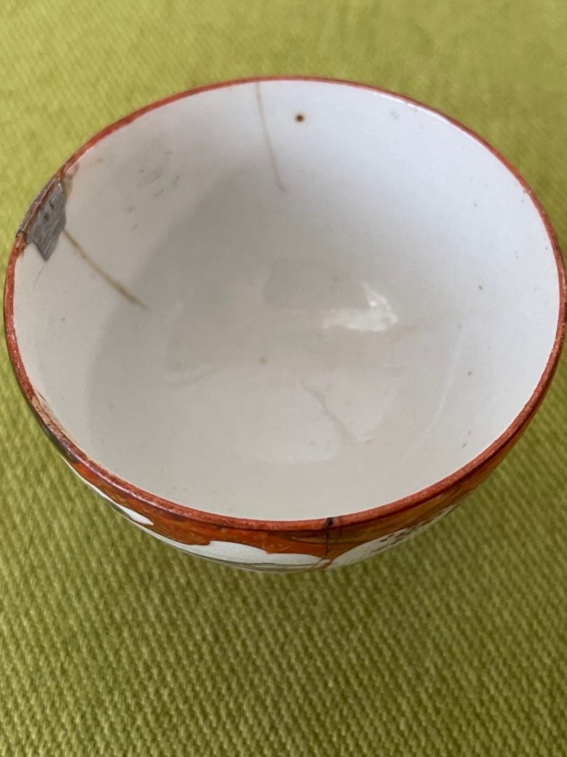 九谷焼　金彩赤絵　小茶器揃　急須と湯呑5客　骨董　(直し有り)