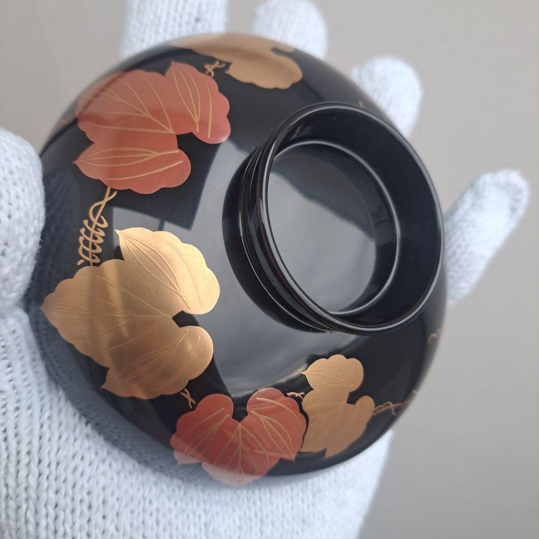 【越前漆器　御吸物椀×5客】天然木製　蔦蒔絵　源伸堂　未使用品