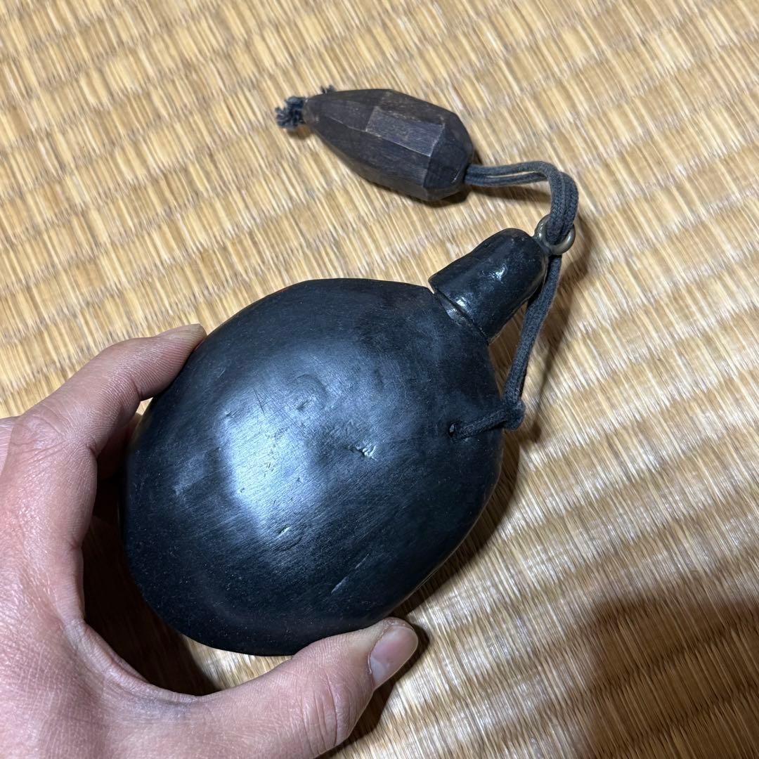 古民具　火縄銃　竹/木製　火薬入れ　印籠　根付　2点