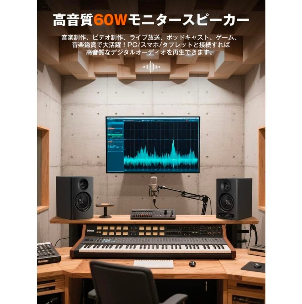 Bluetooth5.4モニタースピーカー60Wブラック【新品】3/3限定価格