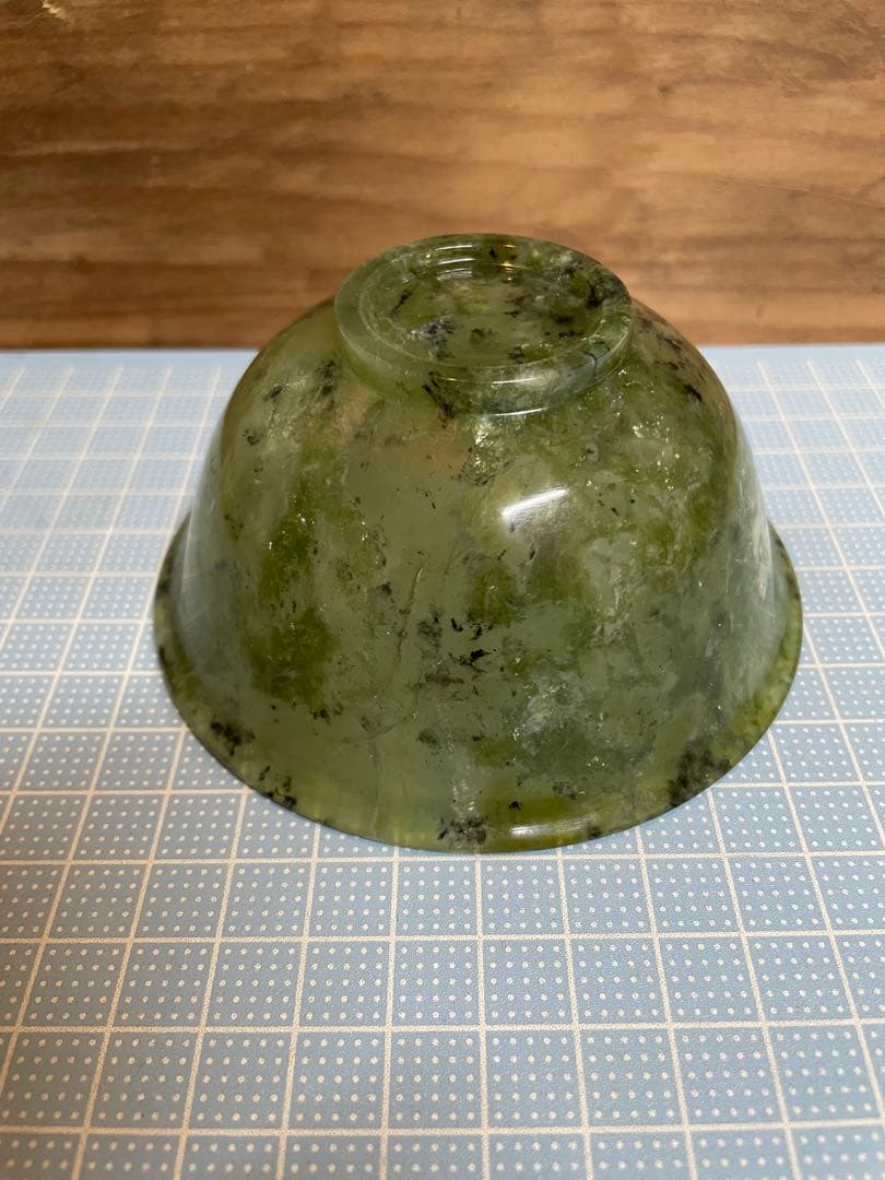 碗【m1604 玉石　翡翠 ヒスイ　茶器　中国工芸　天然石 アンティーク】