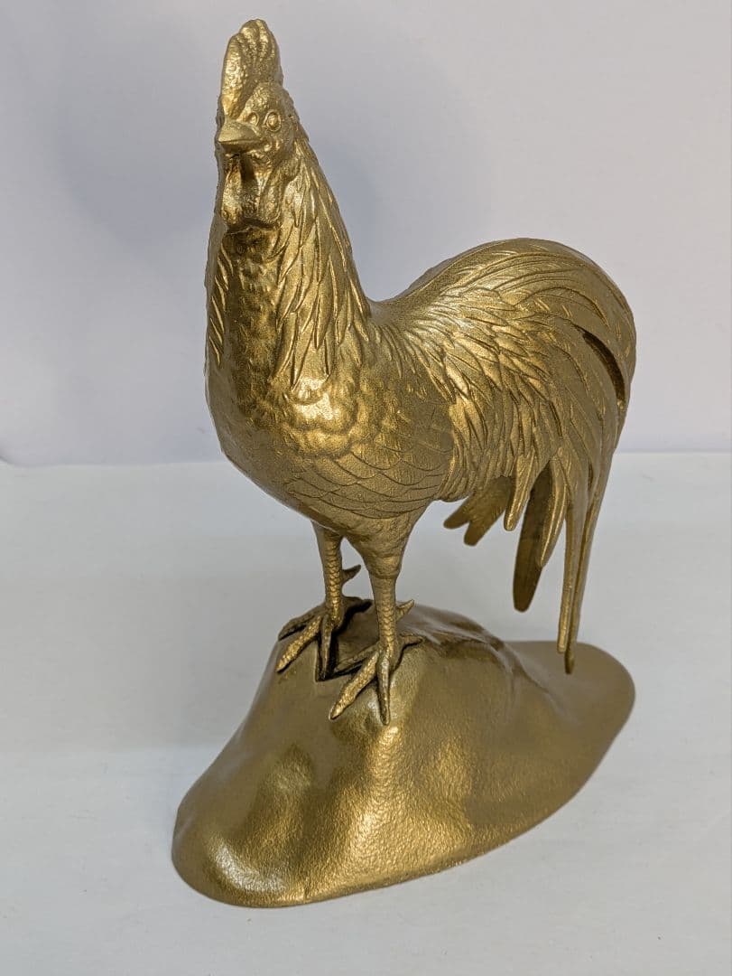 ☆b647、工芸品　東天紅　鶏　金属製　インテリア　オブジェ