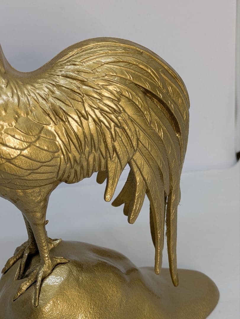 ☆b647、工芸品　東天紅　鶏　金属製　インテリア　オブジェ