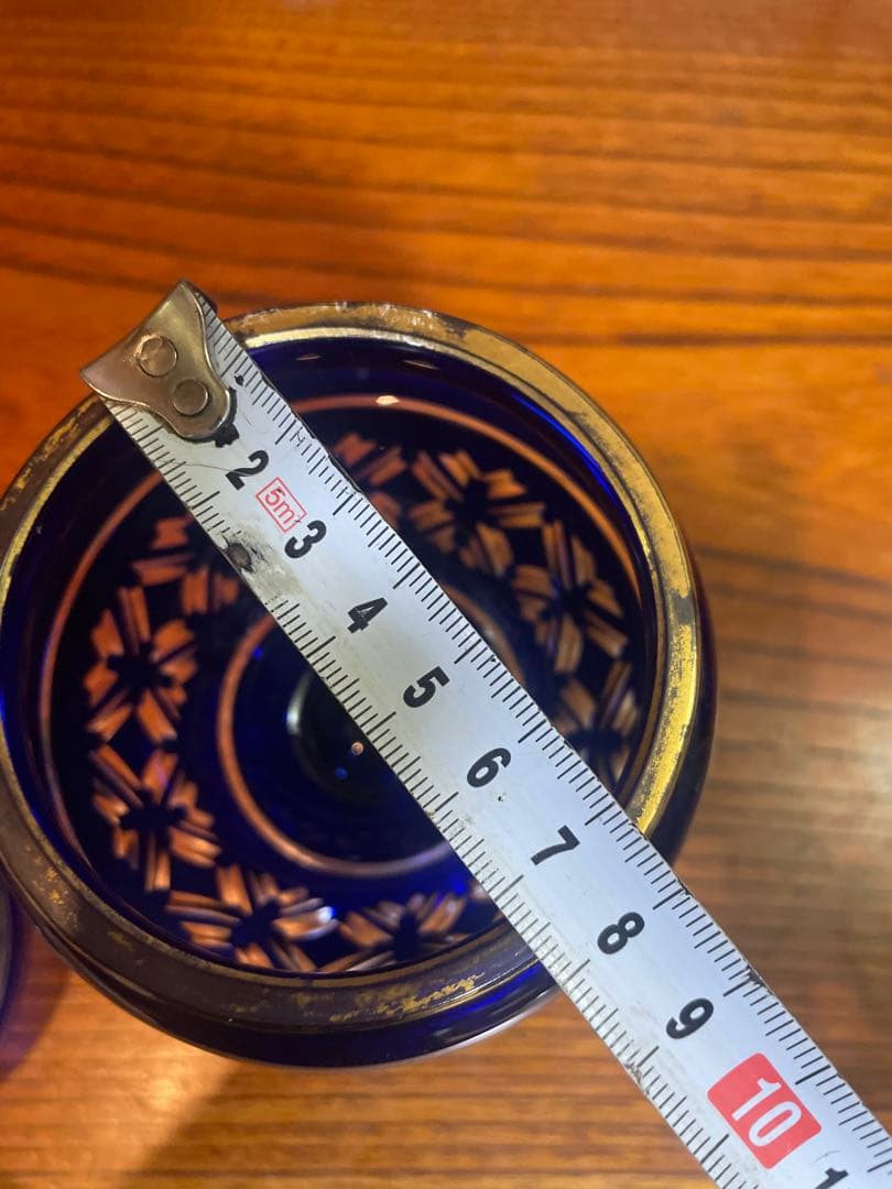 ゴブレット蓋付き　飾り　切子　金彩