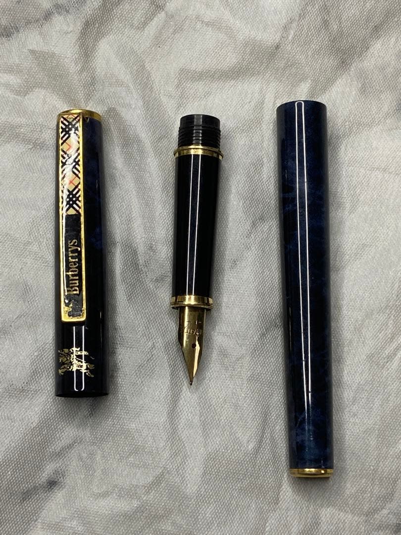 バーバリー チェック柄クリップ 万年筆 金メッキペン先