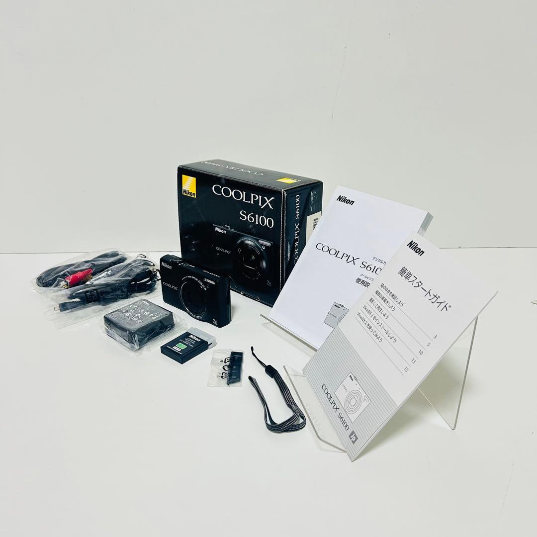 【美品】Nikon COOLPIX S6100 コンデジ ブラック 付属品完備
