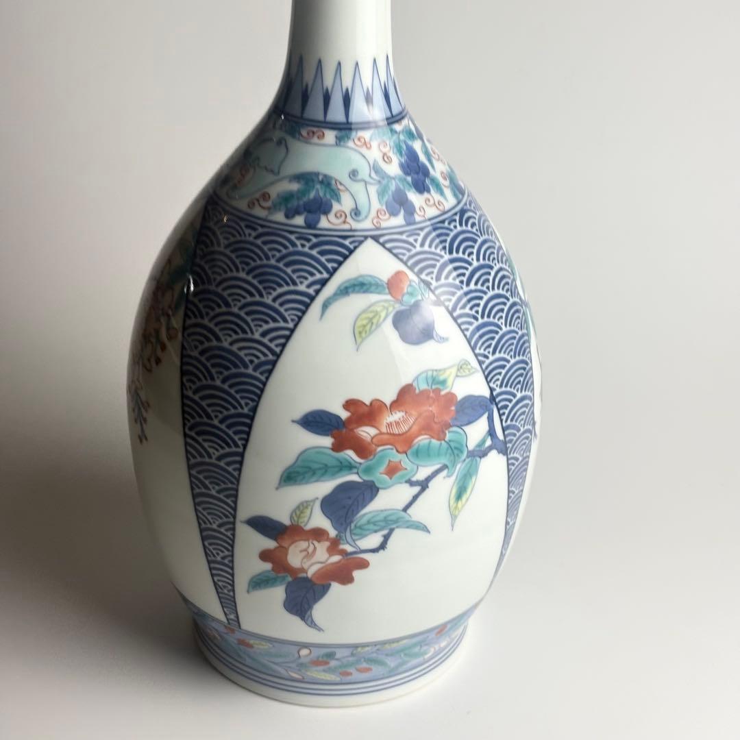 鍋島焼 阪井茂治作 花瓶 花器 共箱 壺 陶磁 花生 飾壺 古美術品