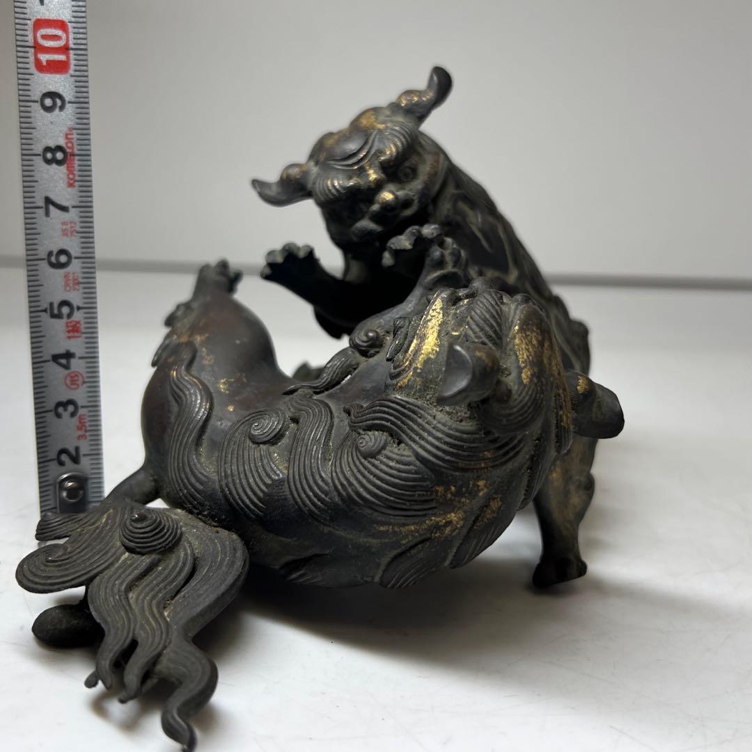 古銅獅子 置物 850g 東キ8-0307☆2F トヒカヒ