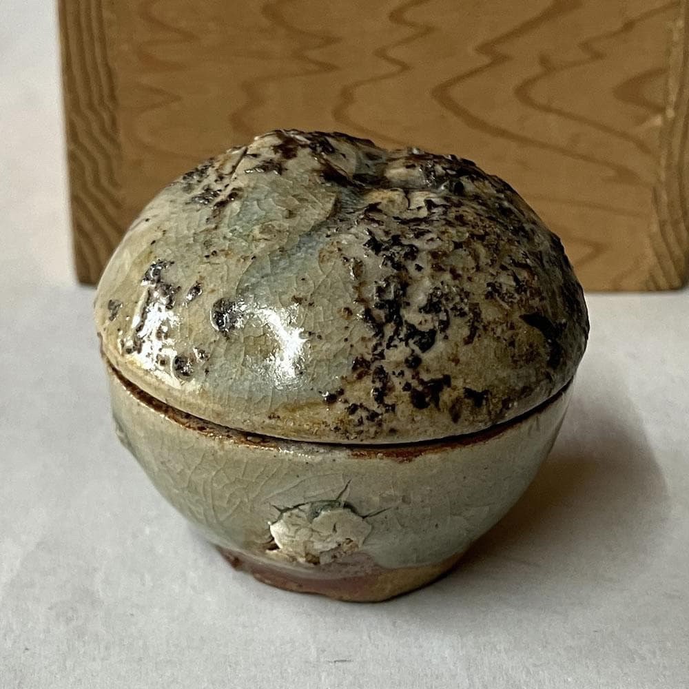 p034 清水六兵衛 香合 合わせ箱 時代 茶道具