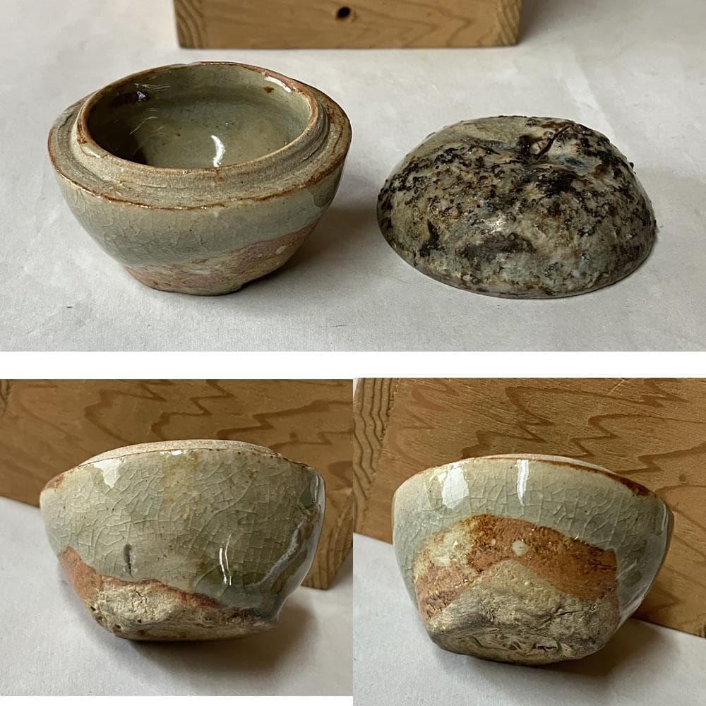 p034 清水六兵衛 香合 合わせ箱 時代 茶道具