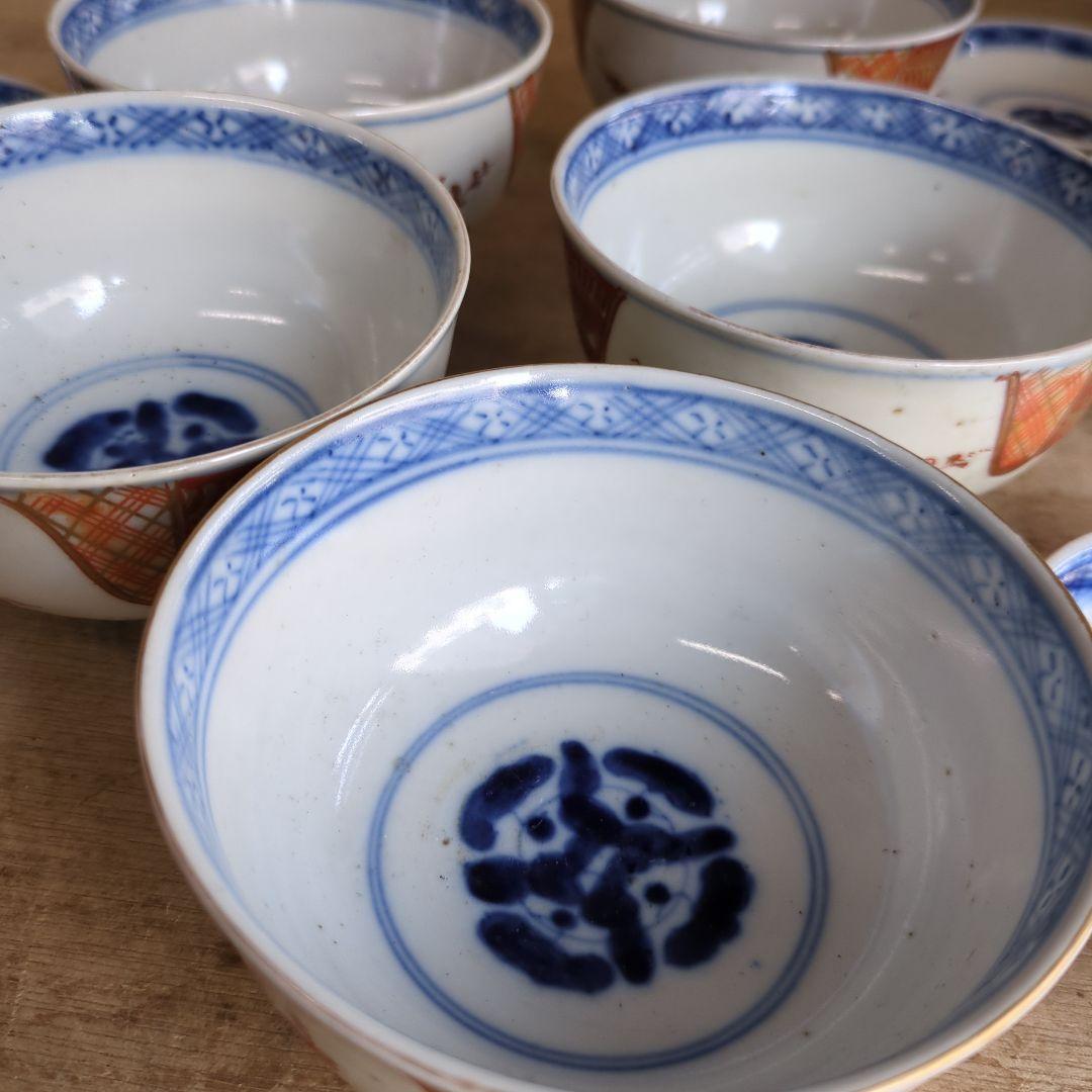 骨董 伊万里 古伊万里 茶碗 蓋茶碗 染め付け 錦手 アンティーク 5つ〜