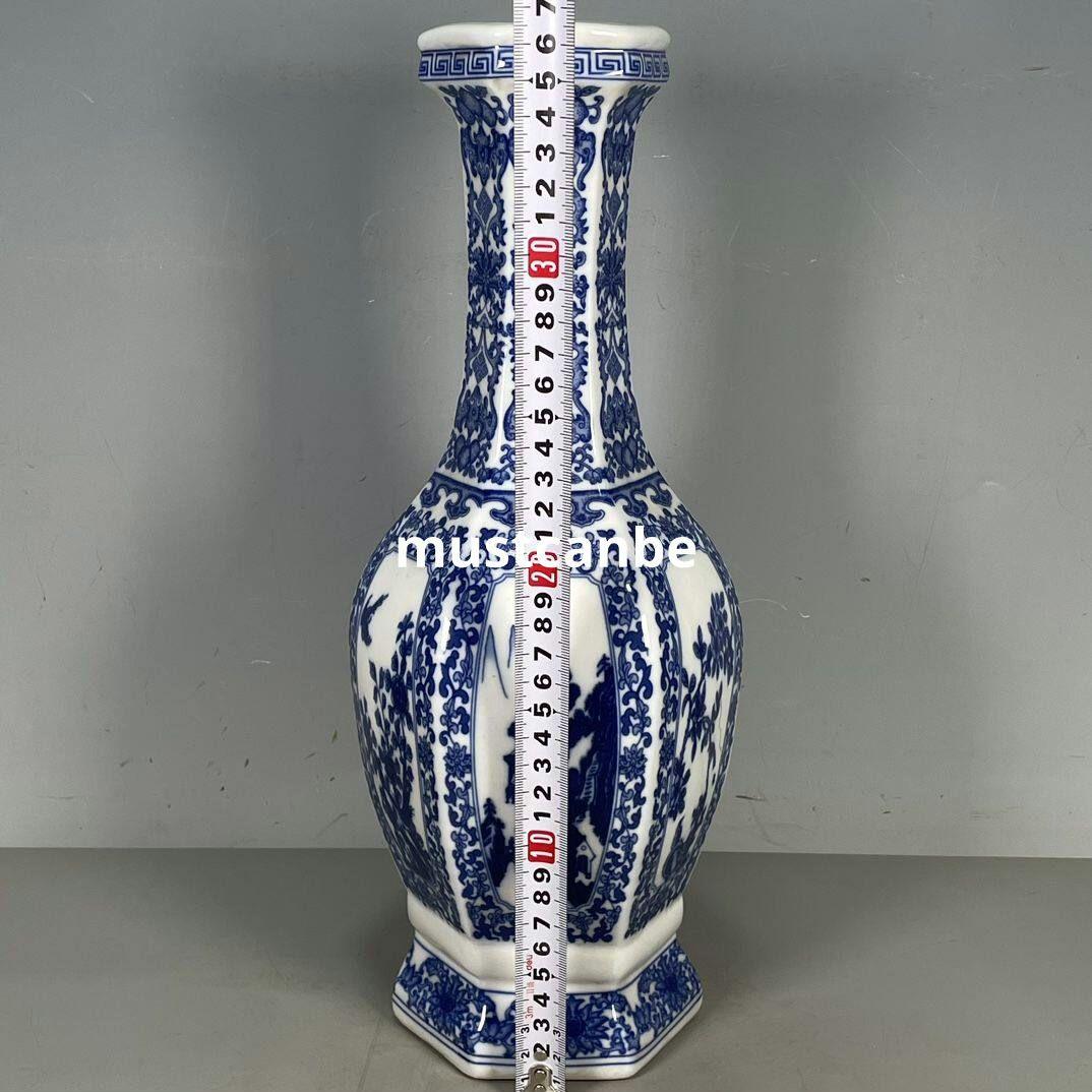 鯖花紋六稜賞瓶 景徳鎮 陶磁器 装飾品 現代工芸品 美術品 置物