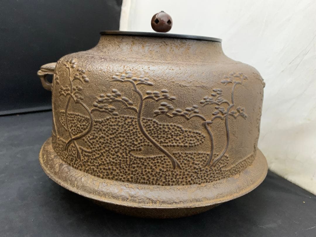 釜師 木村宗哉作 浜松紋 真形羽付釜 茶道具 茶釜