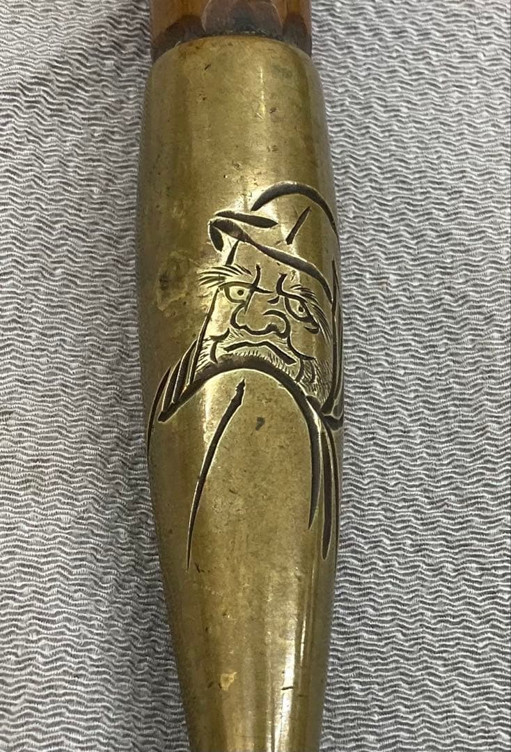 B323s キセル　煙管　銅製金具　太管　喫煙具　在銘　骨董