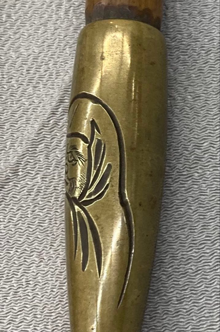 B323s キセル　煙管　銅製金具　太管　喫煙具　在銘　骨董