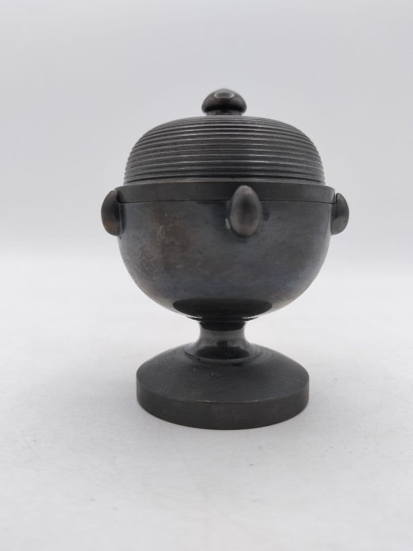 d107 唐銅 蓋置 火屋香炉 ホヤ 般若勘渓 木箱 茶道具 古物