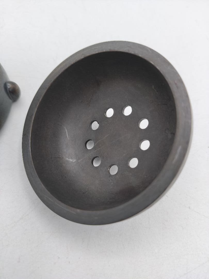 d107 唐銅 蓋置 火屋香炉 ホヤ 般若勘渓 木箱 茶道具 古物