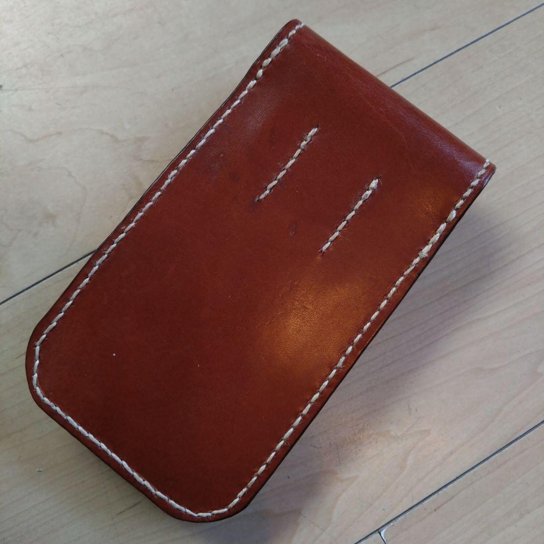レザー製フラップ式筆箱 ブラウン