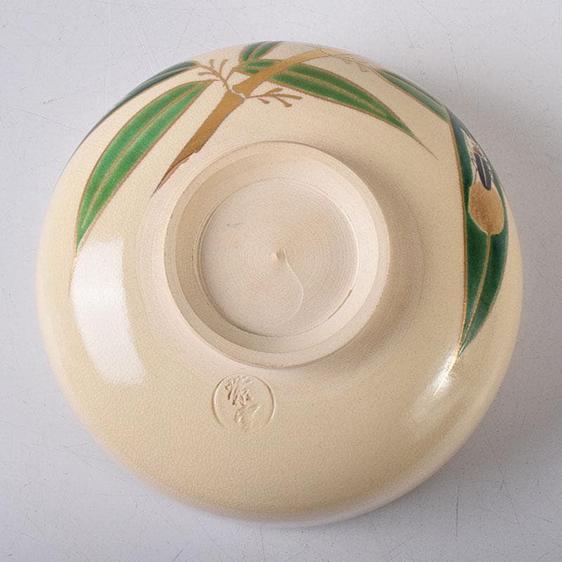 茶道具　京焼　平安　橋本紫雲造　色絵金彩　蛍文　茶碗　共箱　C　7853