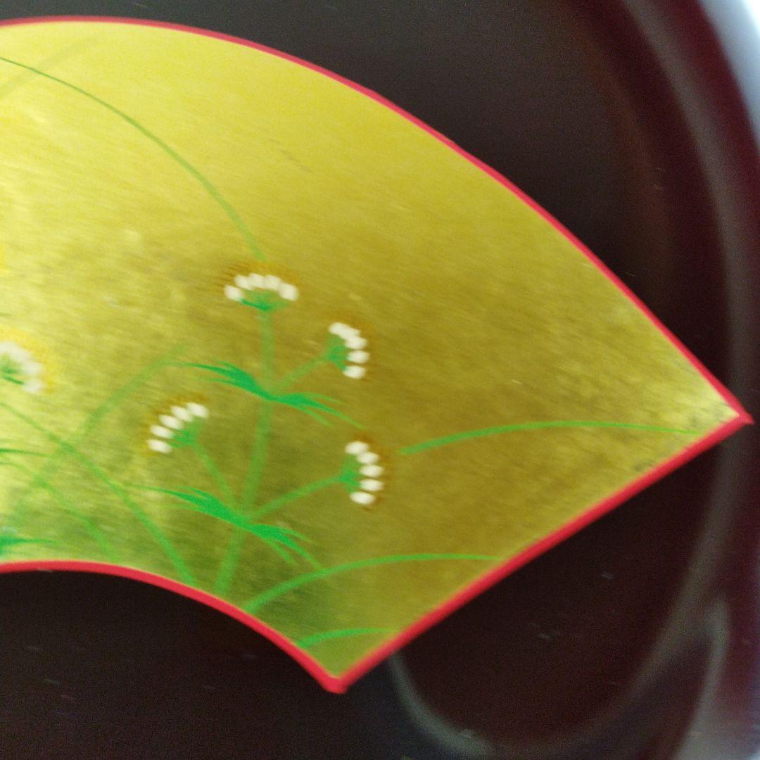 L*b様 【未使用】漆　溜色　漆塗り　菓子皿　銘々皿　金箔　花柄　柄違い　５客