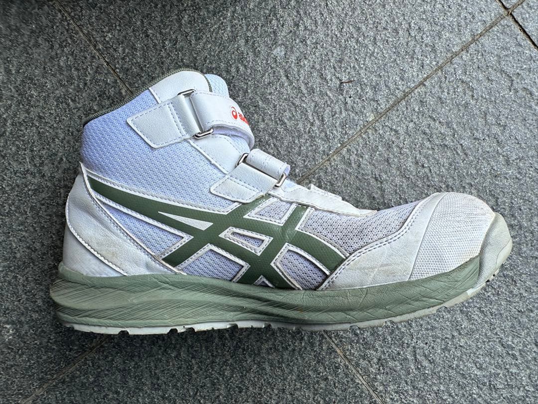 asics ハイカット 安全靴(白×カーキ)