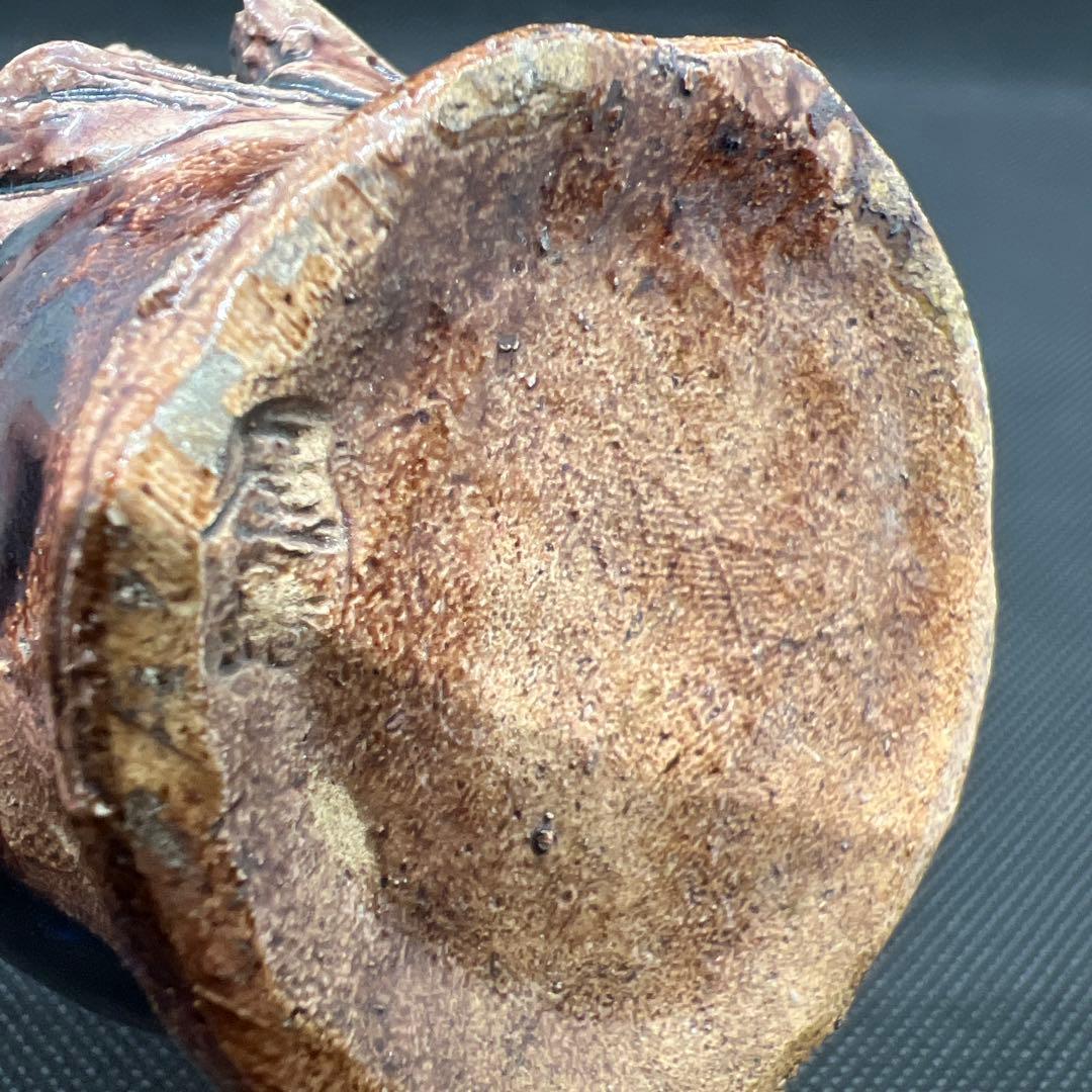 陶磁器　蟹の一輪挿し　在銘　窯変　時代品