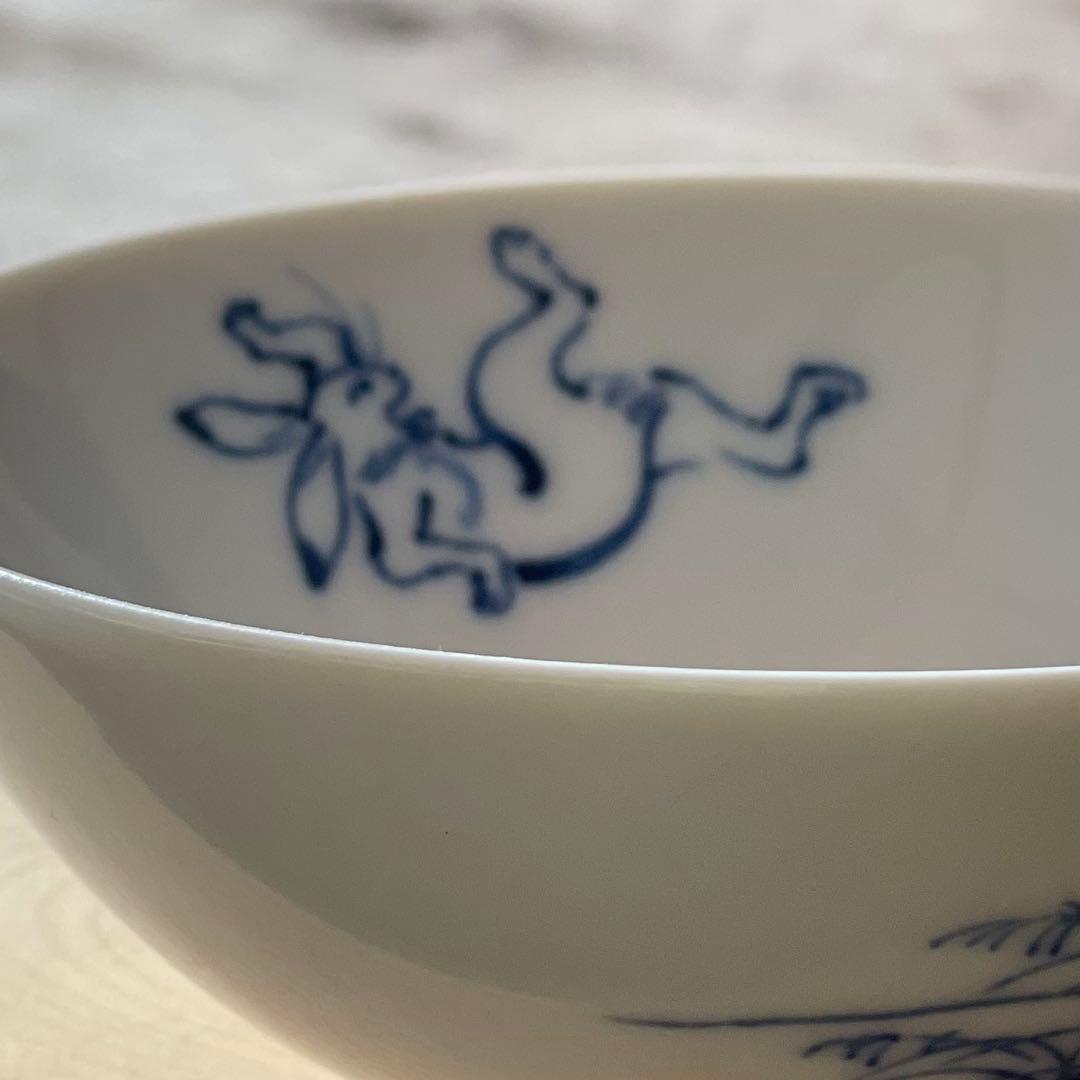 染付 鳥獣戯画 ごはん茶碗5こ