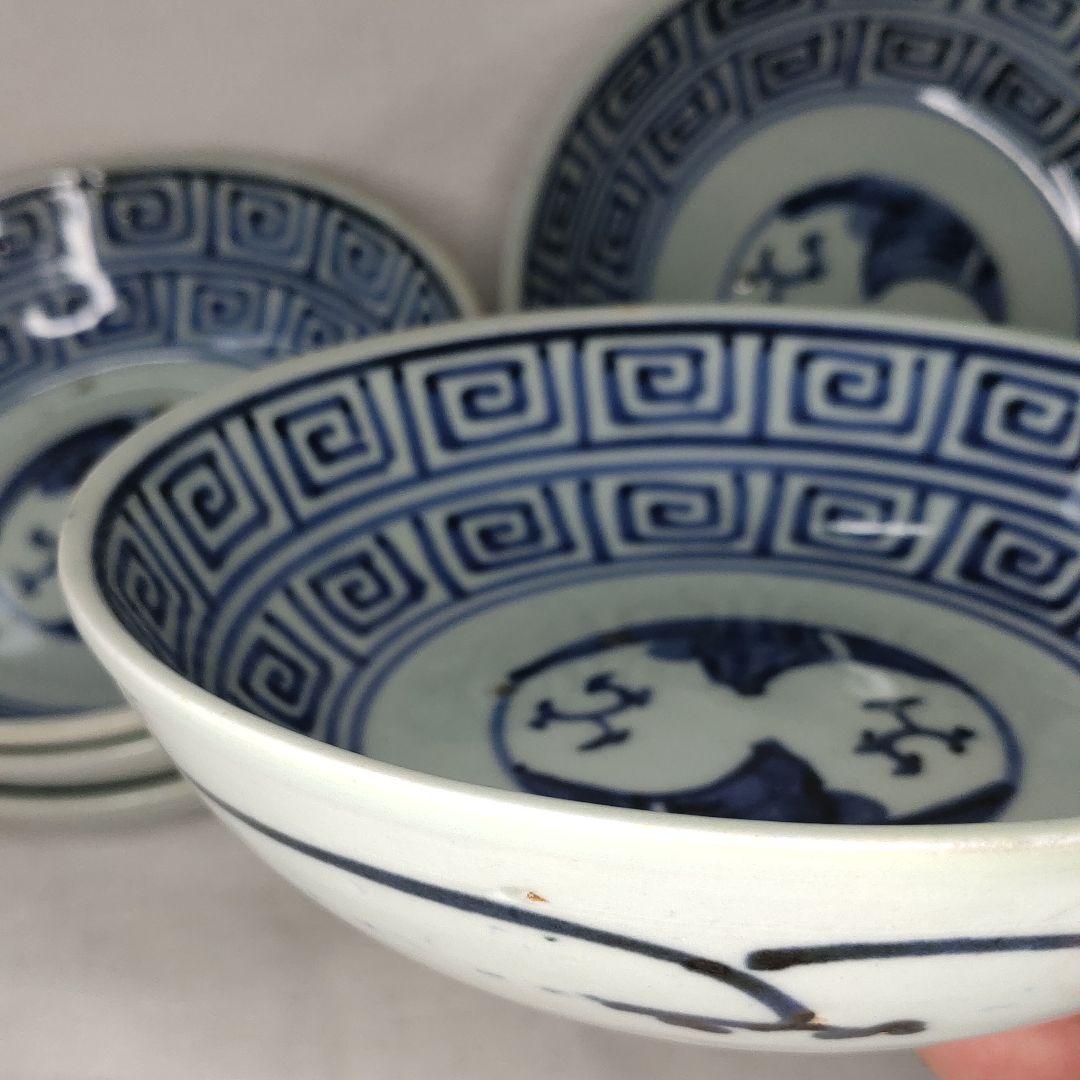 古伊万里焼 染付け 膾皿 なます皿 明治期骨董 古美術品 旧家蔵出し 送料込