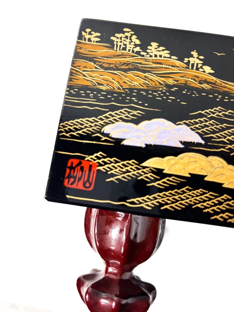 漆芸　碁盤　柳山作　金蒔絵　ミニチュア　囲碁　碁盤　囲碁盤　姫基盤