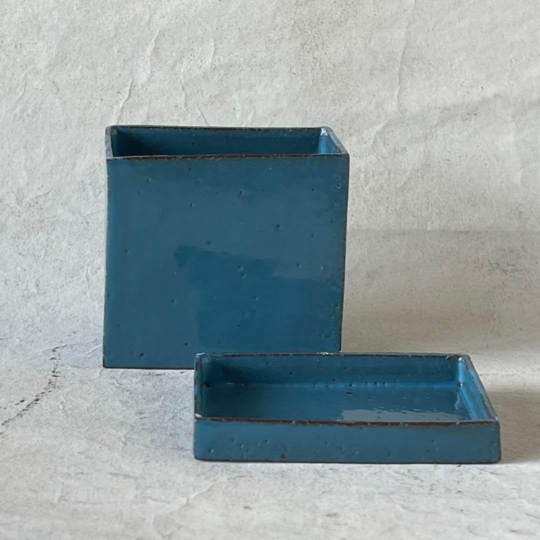 陶芸家　三笘修　青釉蓋物　茶道具　新品・未使用