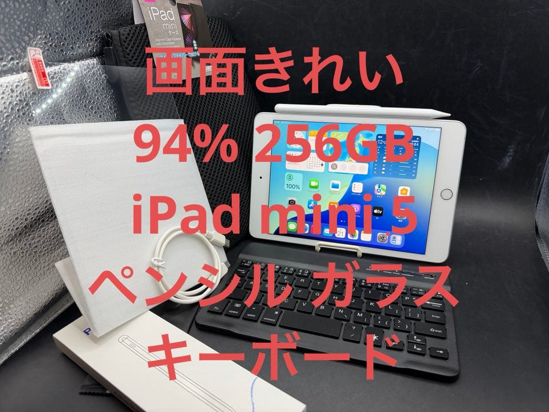 94 %画面きれい256GBiPad mini 5ペンシルキーボードガラス