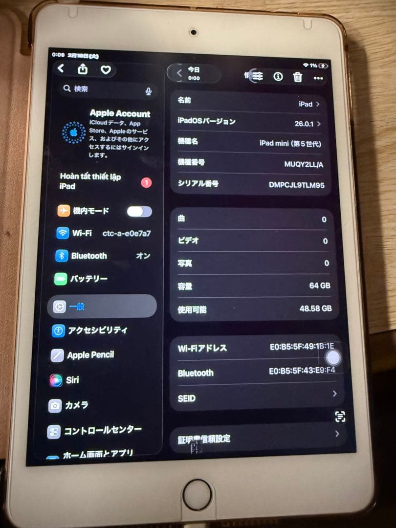 美品Apple IPAD MINI 5 64GB ゴールド 美品