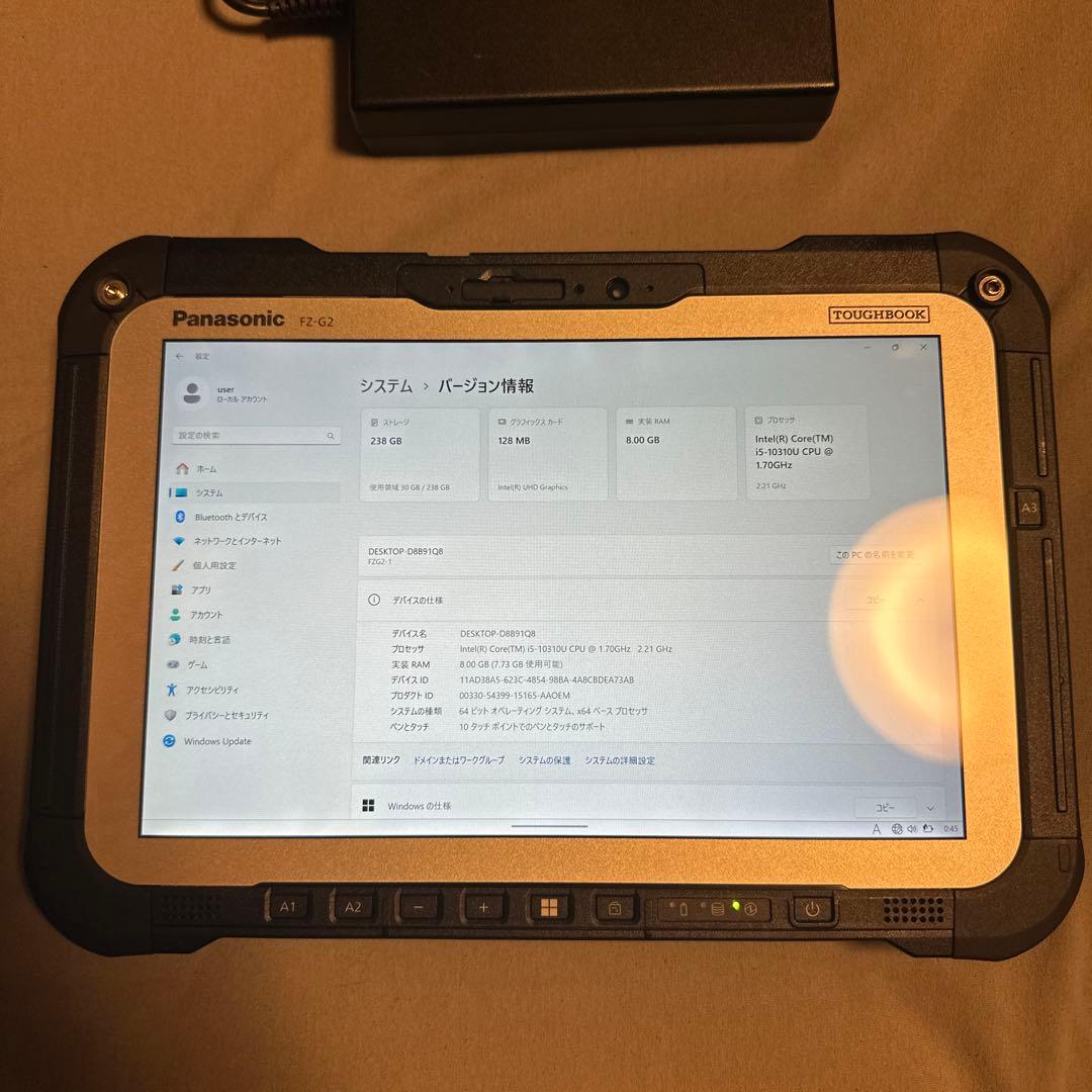 Windowsタブレット本体 TOUGHBOOK FZ-G2 win11/SSD256G/8G/LTE 3