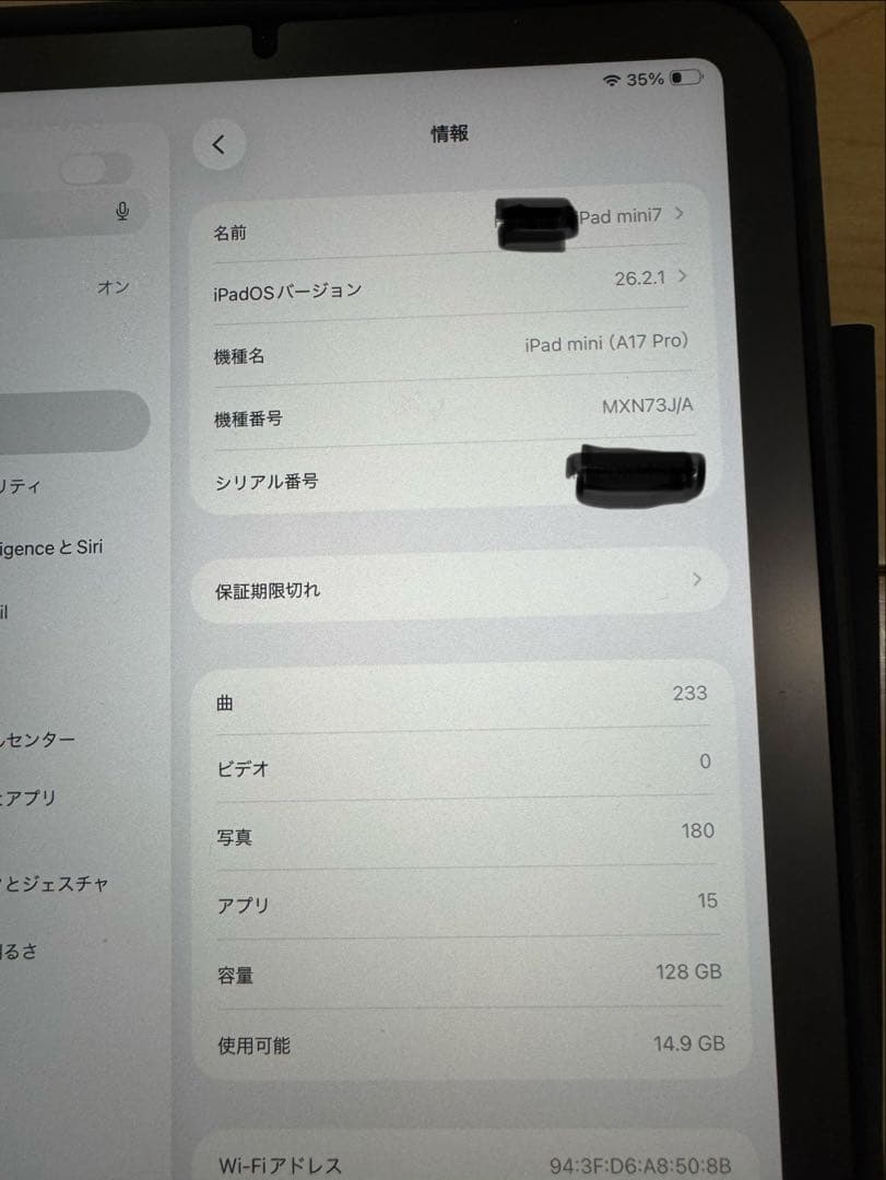 【美品】Apple iPad mini (A17 Pro) Wi-Fi ブルー