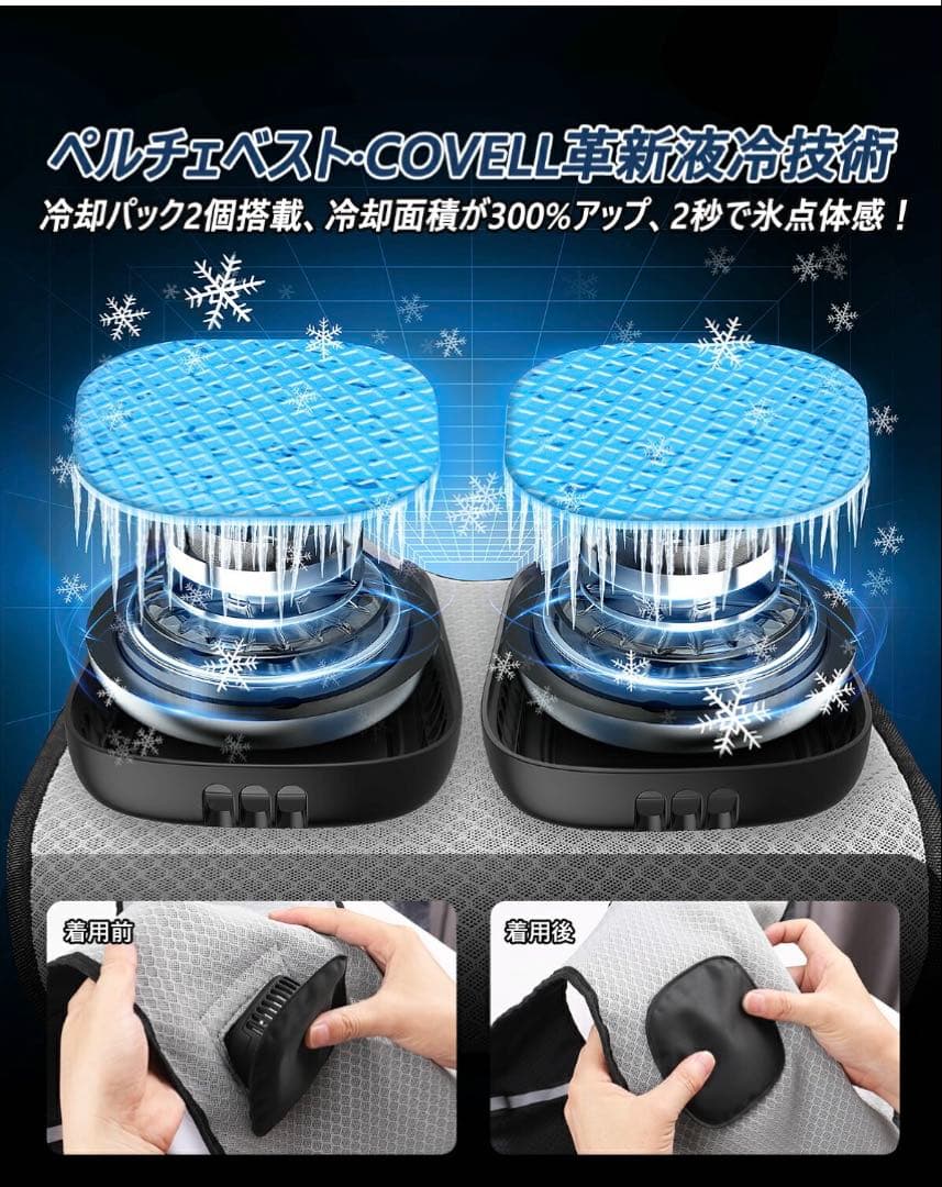 ICE COLD 空調服 冷却機能付き フリーサイズ　ペルチェべスト