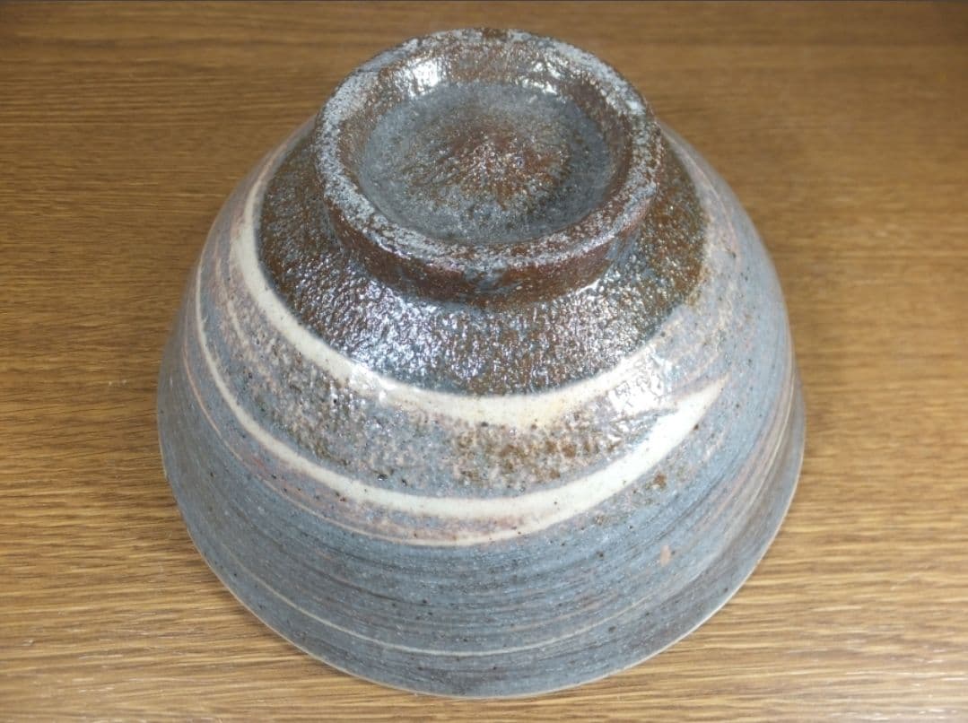 真作保証 高鶴淳 (淳一) 自作 薪窯刷毛目茶碗 コレクター放出品 福岡県