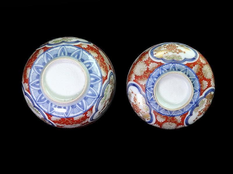 大聖寺伊万里　金襴手　窓絵　松竹梅の図　大振蓋茶碗　B094AS-DCc