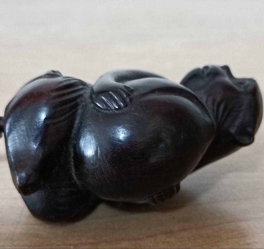 木彫 根付 猿 栗 　柘植 時代物 提げ物