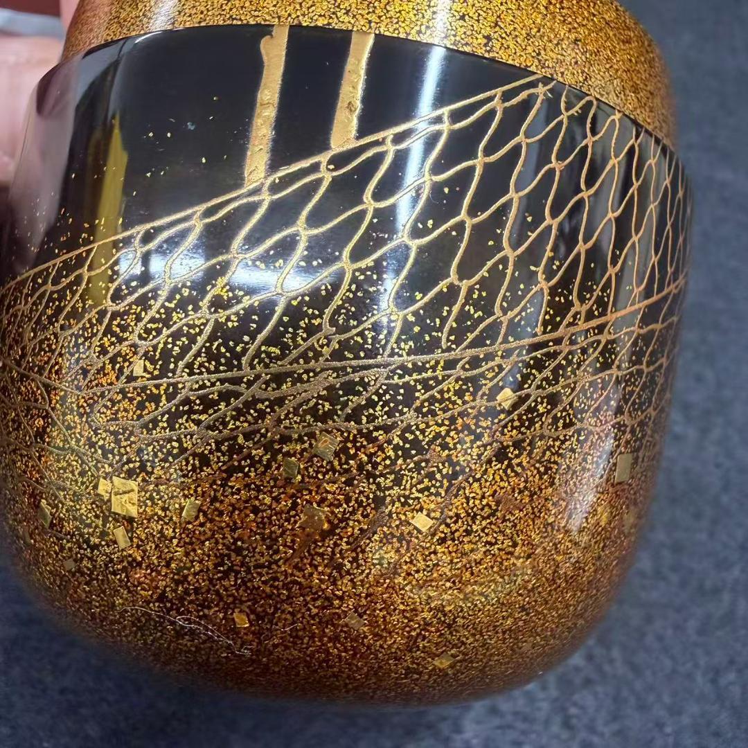 棗　茶道具　渡辺松悦 千網蒔絵　極上金蒔絵 大棗 桐共箱　二重箱