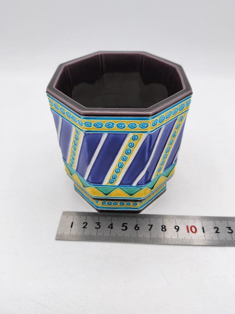 d001 【未使用品】火入 八角 渦文 中村翠嵐 木箱 茶道具