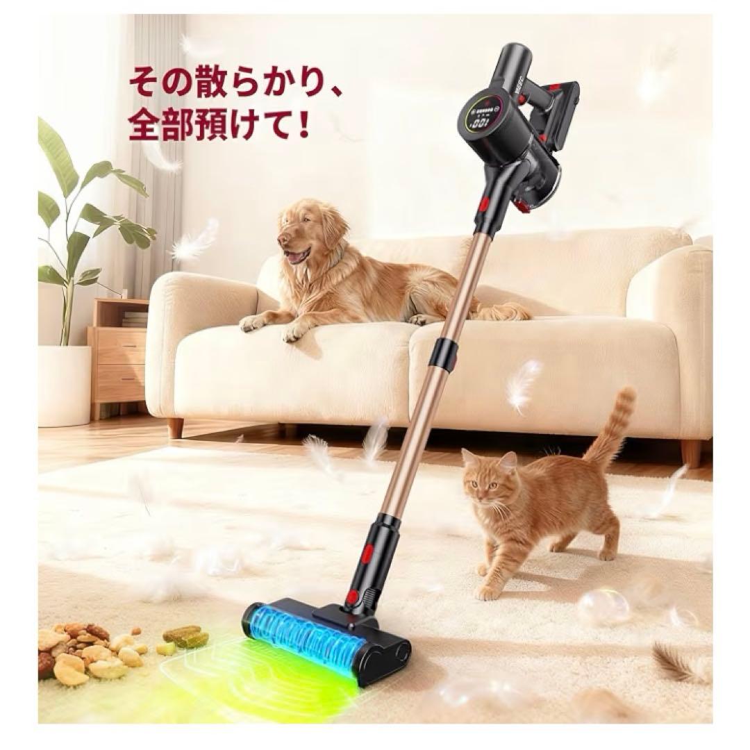 最新コードレス掃除機 自走式 LEDライト 100W強力吸引軽量 サイクロン式