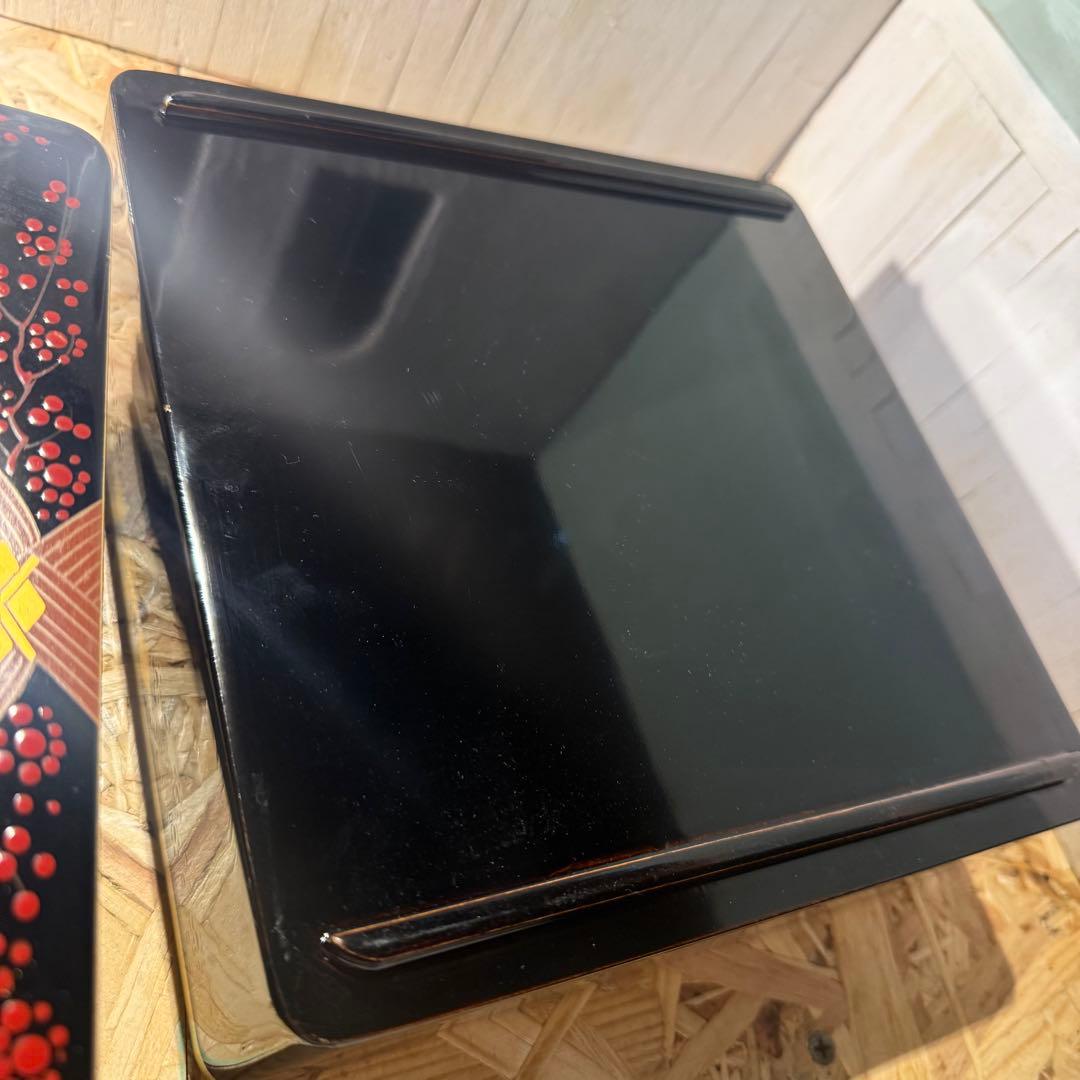 ヴィンテージ 秀衡塗 2段重箱 黒×金×朱 華やか漆器