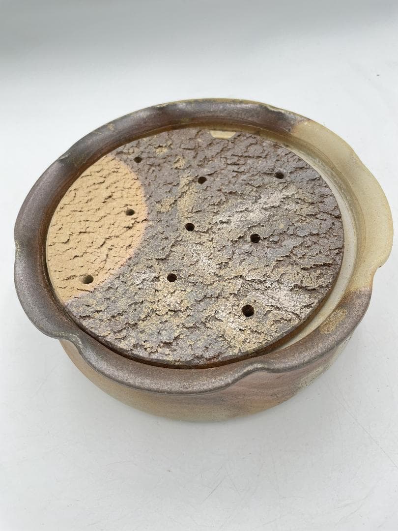 備前焼 茶盆 武田良昭作 ひびひび加工 　伝統工芸　（たB-001）